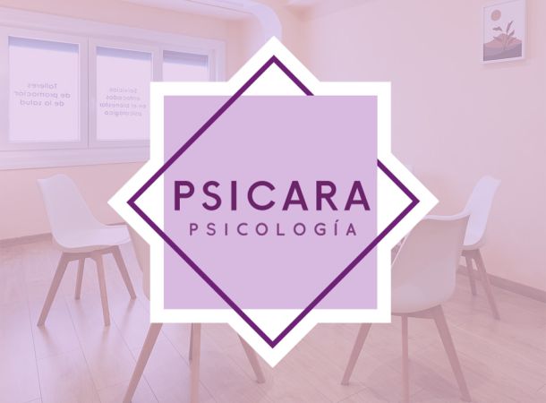 Logotipo de psicara con imagen de sede en Teruel de fondo 