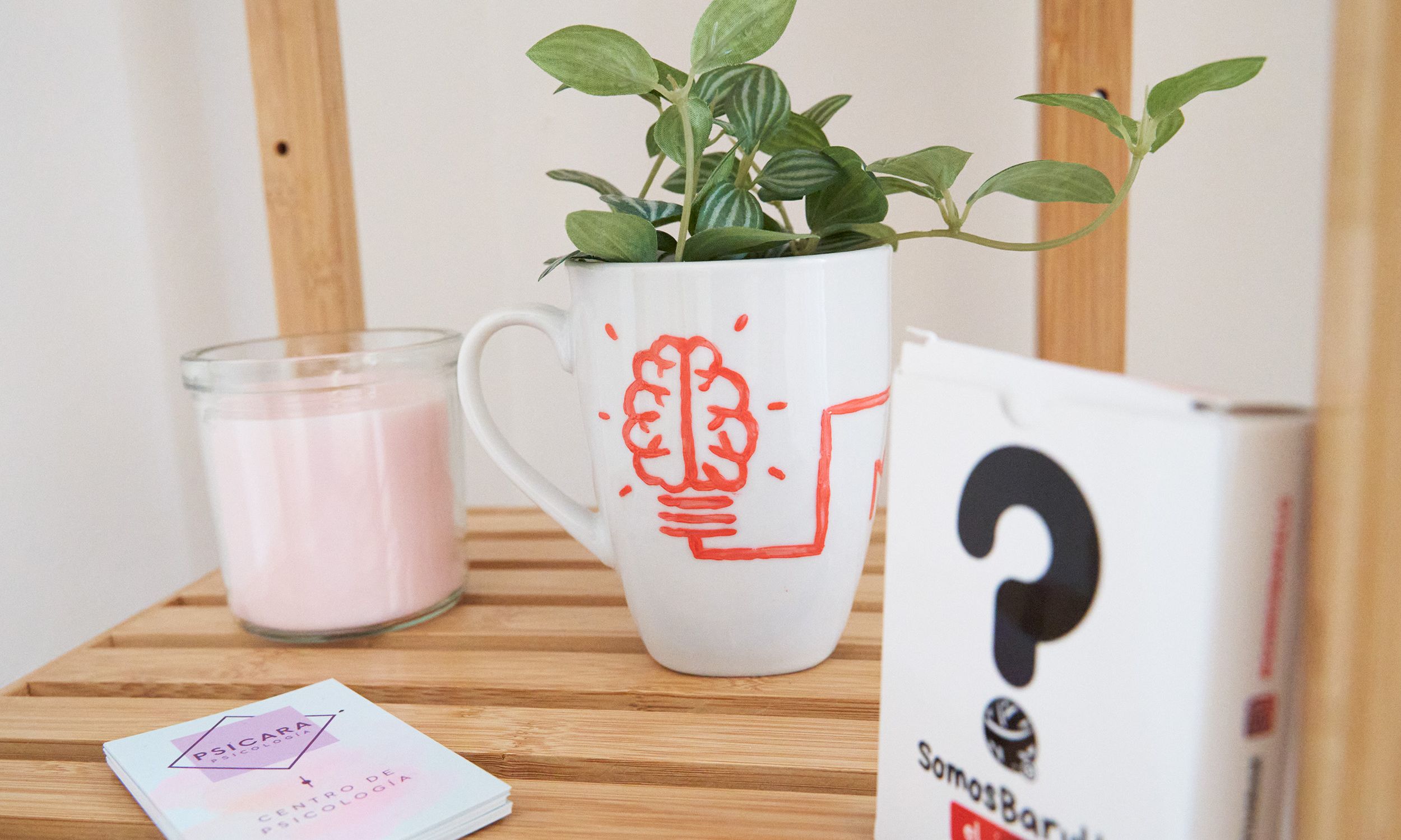 Sala despacho de zaragoza con planta y tarjetas de psicara 